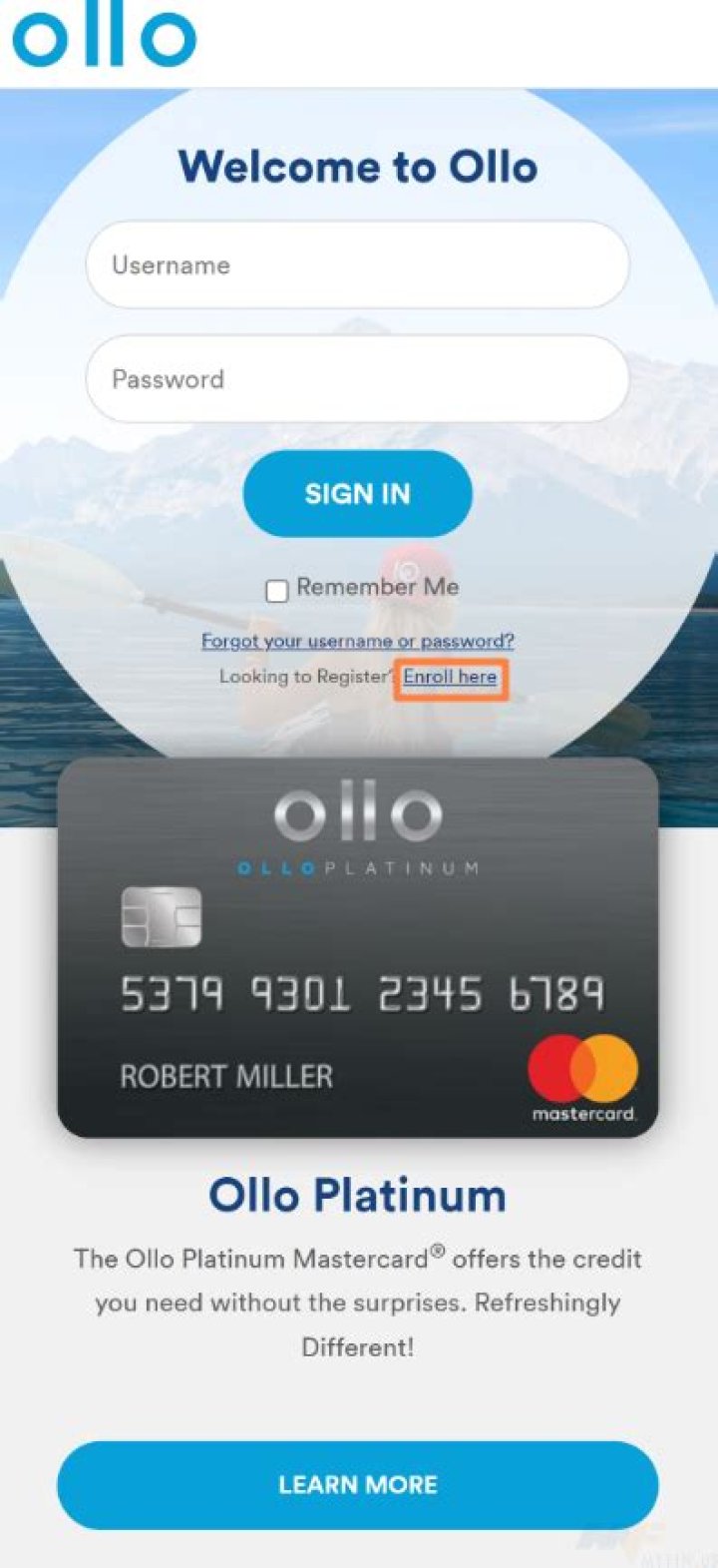 Ollo Credit Card Activation