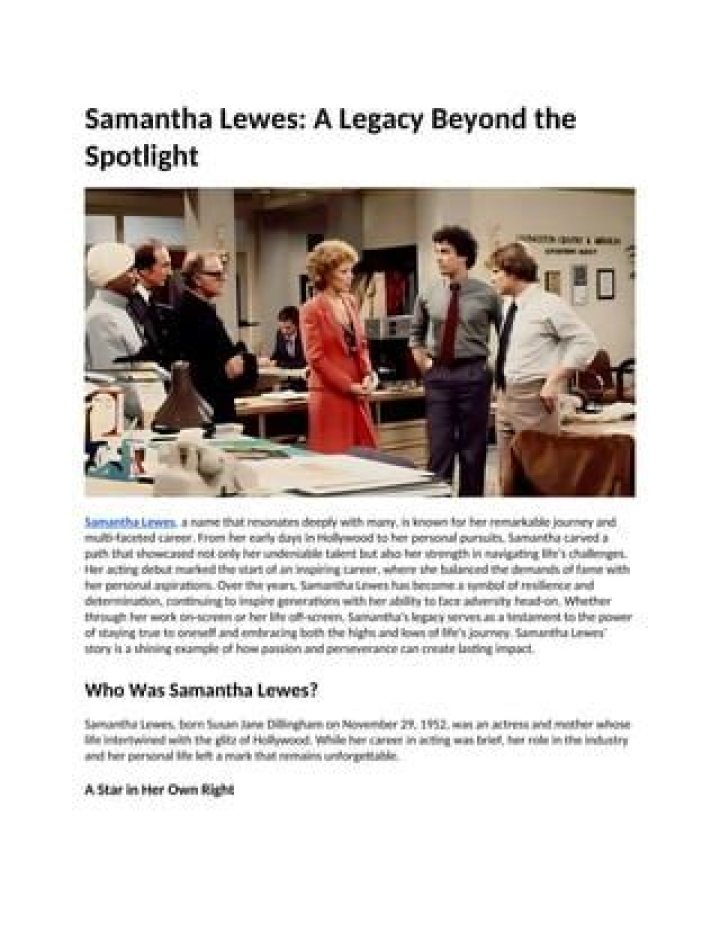 Samantha Lewes: The Life and Legacy of a Timeless Actress